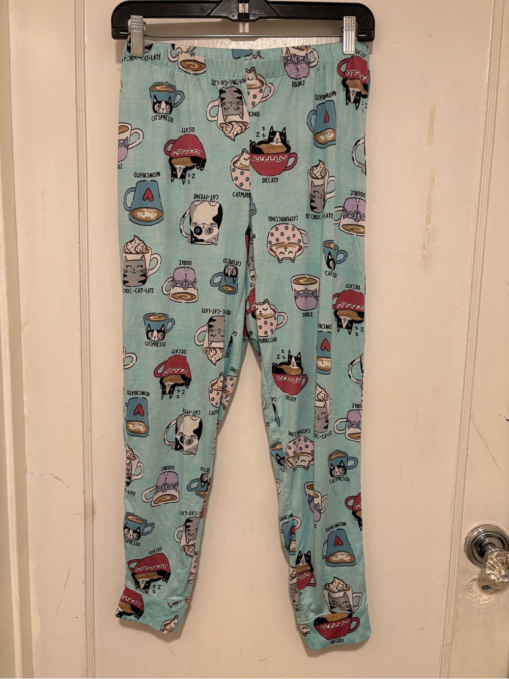 Secret Treasures Aqua Cat & Mug Print Pajama Bottoms